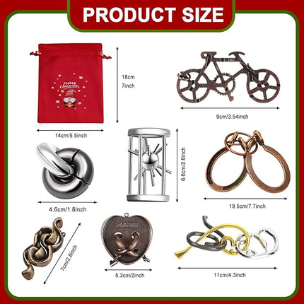 9 PCS Metal Brain Teaser Puzzles Logic Metal Puzzle for Adult Toy Lock Puzzles Gift for AdultsTeenagers (9 PCS Edition X)