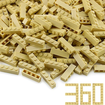 Feleph 360 Pieces 1x4 Bricks Tan Classic Parts Bulk Building Creative Play Blocks Set Toy Basic Accessories Compatible with 3010 3066 Major Brands