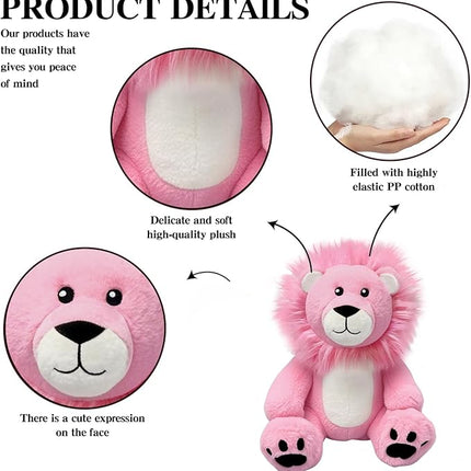 Pink Lion Stuffed Animal - Cute Lion Plush Toy for Kids & Adults - Birthday Surprise & Room Decor -A Cuddly Companion for Everyday hugs and Bedtime