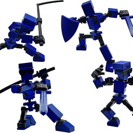 (Assembly Completed) 3D Printed 6.65-inch Action Figure Mini-13, Full Body Mechanical Movable Toy, Multiple Accessories, Desk Decoration, Creative Gifts (Blue)