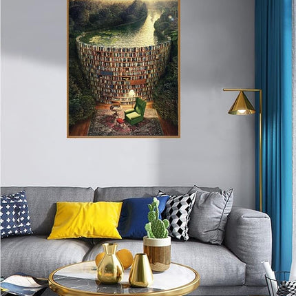 1000 Pieces Puzzle for Adults, Wooden Puzzles 29.5 x 19.7 in,Bookshelf Canal