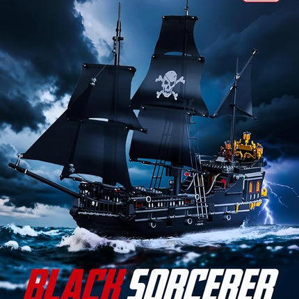 dOvOb Pearl Pirate Ship Mini Blocks Building Set - 1424PCS Construction STEM Black Boat Collection Display Set for Adults and Teen