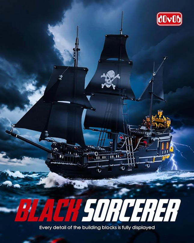 dOvOb Pearl Pirate Ship Mini Blocks Building Set - 1424PCS Construction STEM Black Boat Collection Display Set for Adults and Teen