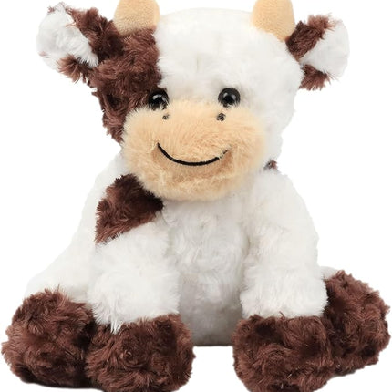 Hopearl Adorable Plush Cow Toy Floppy Dairy Cattle Soft Stuffed Animal Cute Birthday Gifts for Boys Girls Kids Toddlers, Brown, 9''