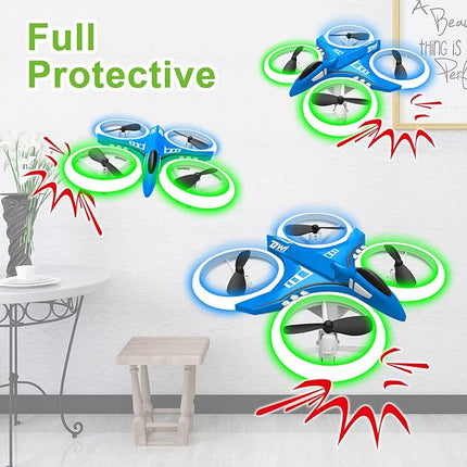 Dwi Dowellin 4.9 Inch Mini Drone for Kids LED Night Lights One Key Take Off Landing Flips RC Remote Control Small Flying Toys Drones for Beginners Boys and Girls Adults Nano Quadcopter, Blue