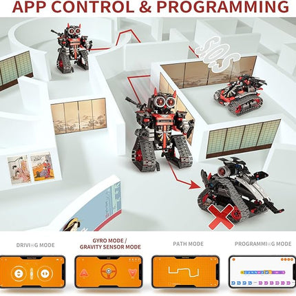 5 in 1 STEM RC Robot Building Kit, APP & Remote Control Samurai/Ninja Blocks 419 Pcs, Erector Set RC Toy for Kids, DIY Build Science Educational Gift for Age 6 7 8 9 10 11 12+ Boys & Girls