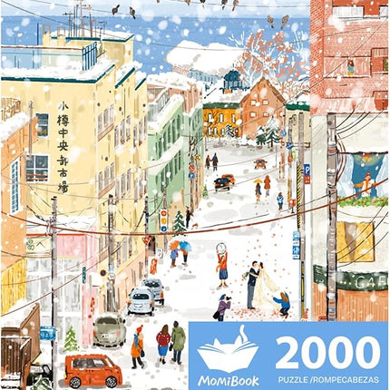 MOMIBOOK Puzzles for Adults 2000s Piece Jigsaw Puzzles of Otaru's Love Letter, Painting Image Winter Snow Twon Difficult Challenging Hard Impossible Puzzle Unique Funny Christmas Birthday Gifts