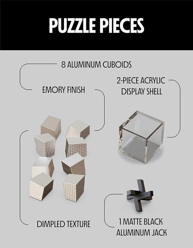 Craighill Jack Box Puzzle - Brain Teaser Puzzle for Adults, 3D Brain Game, Mind-Bending & Satisfying, Aesthetic Home & Office Decor - Aluminum & Acrylic