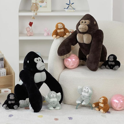 MaoGoLan 4Pcs Giant Gorilla Stuffed Animals -19.6" Large Brown Gorilla Plush with 3 Babies Stuffed Gorilla Inside, Soft and Cuddly Companion Plush Toy Gifts for Kids,Children,Boys,Girls