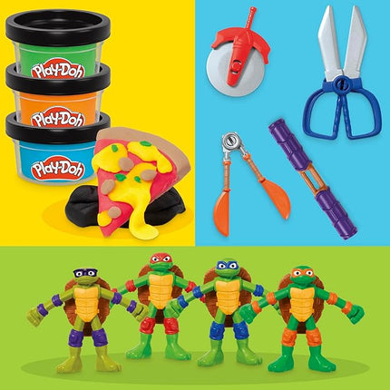 Play-Doh Teenage Mutant Ninja Turtles Cowabunga Creations Bendy 4 Inch Action Figures Set, Kids Arts & Crafts, TMNT Toys for Boys & Girls 4+