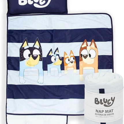 Jay Franco Kids Nap Mat with Embedded Pillow & Blanket – Soft 46"x20" Microfiber Sleeping Bag with Name Tag & Handle