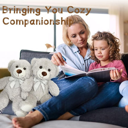 MaoGoLan Bulk Teddy Bear Baby Shower, 10 Packs Small Gray Teddy Bear Stuffed Animals in Bulk,13.5" Small Stuffed Bears Plush for Wedding,Birthday,Christmas, Party Decorations