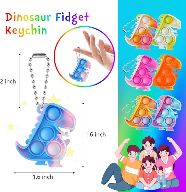 Dinosaur Party Favors Dinosaur Keychains Kids Party Favors Fidget Toys Bulk 30 Pack Mini Pop Fidget Keychain Its, Dino Favors for Kids 4-8 Children Mini Supplies It Small Birthday Decorations Trinkets