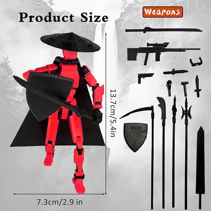 Already Assembled T13 Action Figure Accessories,Dummy 13 T13 Multi-Jointed Movable 3D Printed Toys (Luminous)