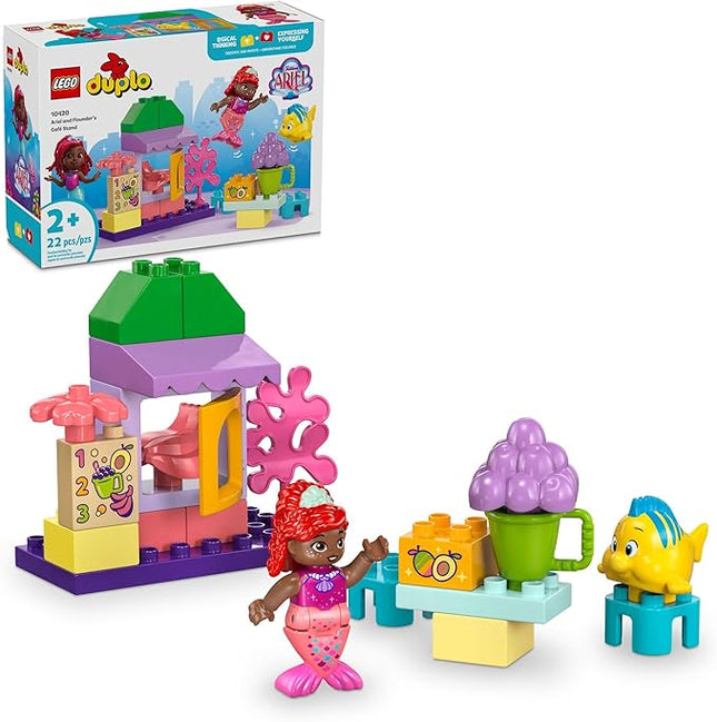 LEGO DUPLO Disney Ariel and Flounder’s Café Stand The Little Mermaid Toy, Educational Toy, Kids Play Food and Fruit, Kids Learning Toy, Building Set for Preschool Kids Ages 2 and Up, 10420