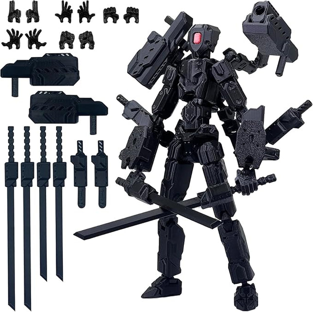 (Assembly Completed) 8 inch T13 Action Figure Set,Robot 13 Action Figure Multi-Articular Mobile Nova T-13,Desktop Decorations for Game Lovers Toys (Black)