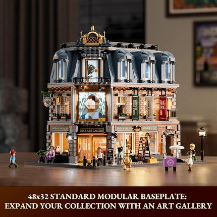 Brick Art Gallery Lighting Building Bricks Set - Town Life City Modular Collection Kit with Minifigures 3400 Pcs for Adults & Teen & Visual Art Lovers