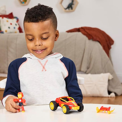 IRON MAN AND HIS AWESOME FRIENDS Marvel Iron Racer Action Figure & Toy Vehicle, 3-Inch Action Figures, Super Hero Toys for Kids, Ages 3+
