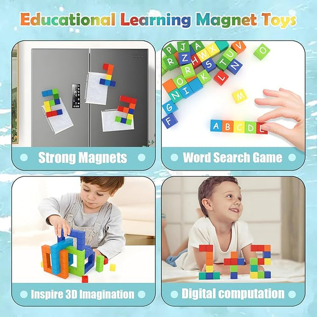 100 PCS Magnetic Building Blocks, for Toddlers Age 3-5, for Kids Ages 4-8,Magnetic Cubes, Preschool Educational Sensory Magnet Toys for Boys and Girls