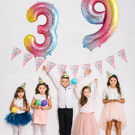 Smlpuame 40 Inch Number Balloons 0-9 Rainbow Gradient Large Number 8 Balloons, Digital Balloons for Birthday Party Celebration Decorations, Helium Foil Number Balloons for Wedding Anniversary