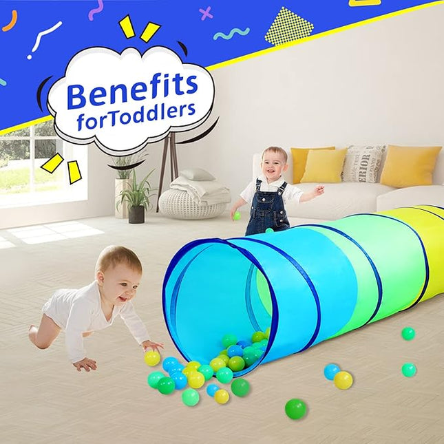 PigPigPen Kids Tunnel for Toddlers,Pop Up Play Tunnel Tent for Babies or Dogs, Indoor & Outdoor Toys for Kids Backyard Playset (Yellow,Green,Blue Play Tent)