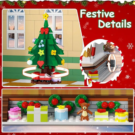 2025 Christmas Nutcracker Theater Building Set with Light, 3.6 Mini Building Block Toy with 4 Nutcrackers & 8 Minifigures, 1690PCS with Xmas Tree Train for Adult Girl Boy Age 12+
