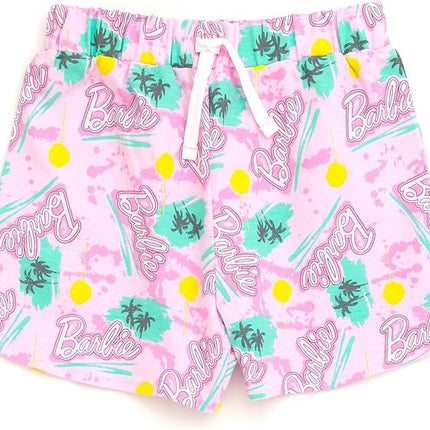 Barbie Girls T-Shirt and French Terry Shorts Outfit Set Toddler to Big Kid