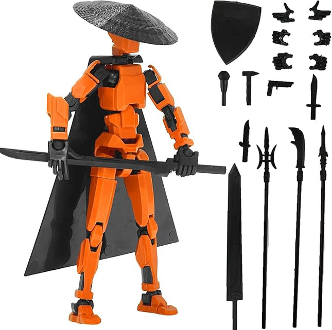 Already Assembled T13 Action Figure Accessories,Dummy 13 T13 Multi-Jointed Movable 3D Printed Toys (Orange)