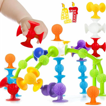 Suction Bath Toys for Baby, 47 Piece Starter Set Suction Cup Toys Pop Darts Preschool Sensory Fidget Toys for Toddlers 1-3 4-8 | No Hole Bath Toy | BPA Free Bath Toys (Large Size)