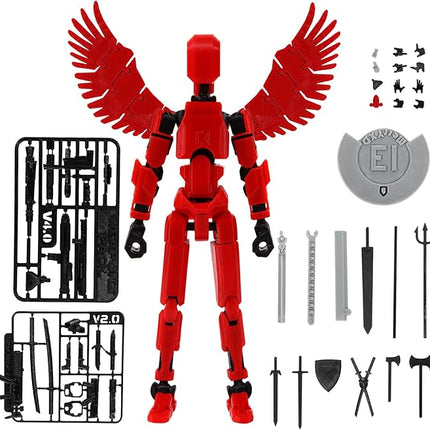 MerryXD T13 3D Action Figure,Assembly Completed Dummy Nova Titan Lucky 13 Action Figure 3D Printed Multi-Jointed Movable Toy Red