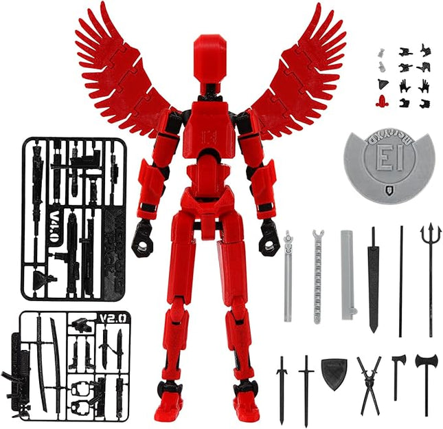 MerryXD T13 3D Action Figure,Assembly Completed Dummy Nova Titan Lucky 13 Action Figure 3D Printed Multi-Jointed Movable Toy Red