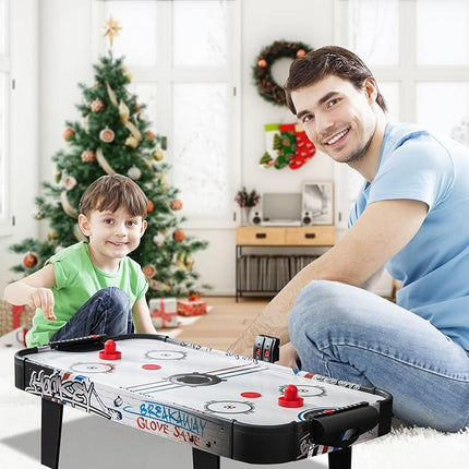 Giantex 42" Air Hockey Table - Small Air Hockey Table Top w/ 2 Pucks, 2 Strikers, LED Electronic Scoring, Powerful 12V Motor, Portable Mini Air Hockey Arcade Table Game for Kids & Adults, Game Room