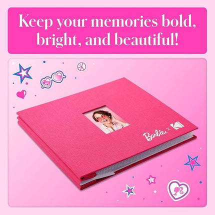 KODAK x Barbie Pink 8x8” Cloth Covered Scrapbook Photo Album with Front Picture Window for Barbie Instant 2x3” ZINK Zero Ink Photo Paper Projects