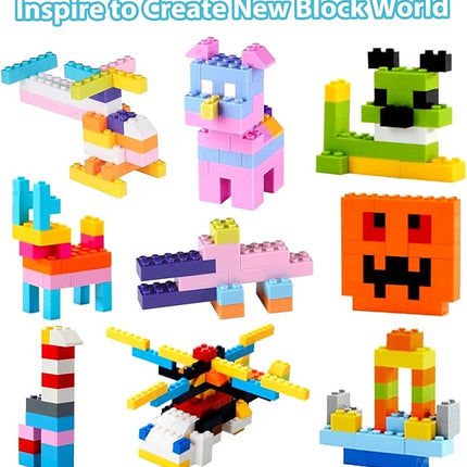Building Blocks Set 1000PCS Building Bricks, Classic Bulk Building Blocks with 3 Pack 20x20 Studs Baseplates, Compatible with All Major Brands