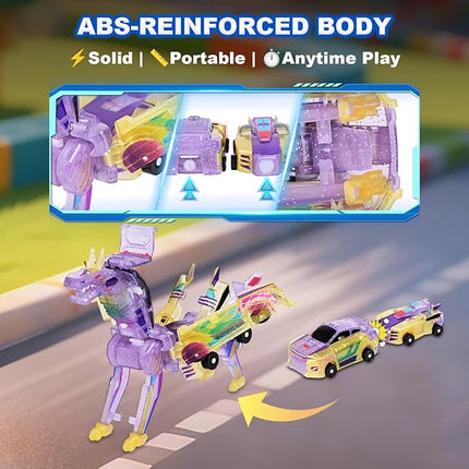 2-in-1 Collision Transformation Dinosaur Car Toy |Magnetic Cars Convertible Robot Toys|DinosaurToys for Kids 3-12 Ideal Christmas Birthday Gift for Boys and Girls (Yellow)