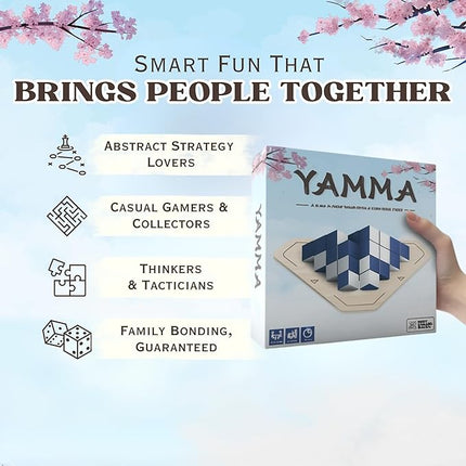 yamma 4-in-a-Row Game with Wooden Spinning Board, 3D Visual Strategy Experience for Ages 12+, a Quick and Clever Challenge Ideal for Families, Teens, and Casual Players