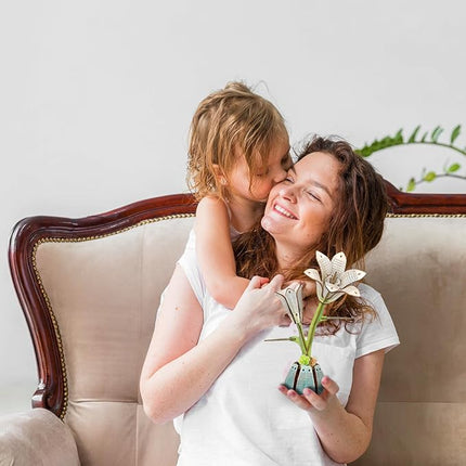 Jege 3D Flowers Wooden Puzzles for Adults,DIY Wooden 2 Flowers per Kit Building Set for Home Decor, Creative Craft Gift Toys Kits with 2 Perfume Bottles and Diffuser Sticks (Rose + Lily)