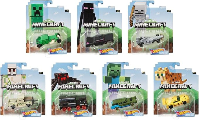 Hot Wheels 2020 1:64 Gaming Characters Cars Minecraft Complete Set of 7
