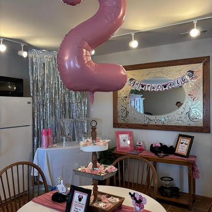 Smlpuame Pastel Pink 2 Balloons, 40 Inch Large Light Pink Foil Number Balloons 0-10, Self-Sealing 2nd Birthday Balloon for Girls Women Anniversary Baby Shower Princess Party Decorations Supplies