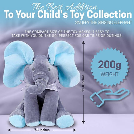 Snuffy The Elephant - Musical Peek-a-Boo Elephant Toy - Interactive Stuffed Baby Animal with Moving Ears for Baby - Hide and Seek Fun - Elephant Plush Baby Toy