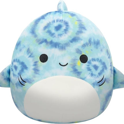 Squishmallows Original 8-Inch Luther Blue Tie-Dye Tiger Shark - Official Jazwares Plush