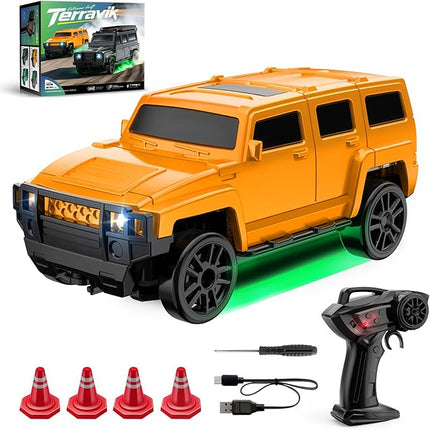 1:64 Scale Off-Road RC Drift Muscle Truck, Proportional Steering & 4WD Rig– 2.4GHz Gun Remote Car, Type-C Fast Charge SUV, Multi-Terrain Drift Tires – Learn Advanced Skills Desert Punisher