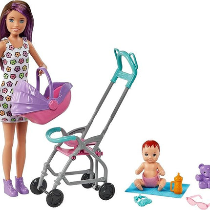 Barbie Skipper Babysitters, Inc. Playset with Skipper Babysitter Doll (Brunette), Stroller, Baby Doll & 5 Accessories, Toy for 3 Year Olds & Up