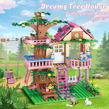 Dream Tree House Friends Building Set Friends Construction Educational Toy 504 Pieces Gifts for Girls Teens Kids Adults Ages 6+