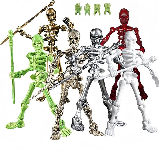 6 Pack T13 Action Figures Set, Skeletons for Halloween, Dummy 13, Titan 13 Skeleton Action Figure, Skeleton Toy 3D Printed Multi-Jointed Movable Skeleton Decor