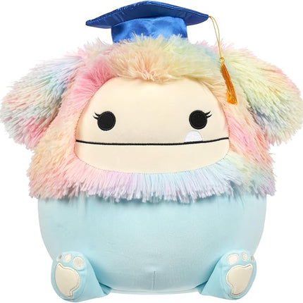 Squishmallows Original 12-Inch Zozo Blue Bigfoot with Rainbow Mane and Graduation Cap - Official Jazwares Plush