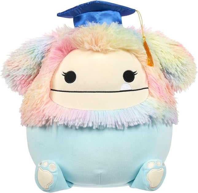 Squishmallows Original 12-Inch Zozo Blue Bigfoot with Rainbow Mane and Graduation Cap - Official Jazwares Plush