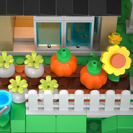 Farm House Building Set with Lighting Kit - Ranch Cottage Building Blocks Set with Chicken Coop, Flowers, Animals - Display for Home Office Decor, Gift for Adults Teen Kids 8+ (1268 PCS)