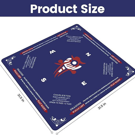 Mahjong Mat - 31.5x31.5 Inch Mahjong Mat for Table, Non-Slip Noise Reduction Mahjong Table Mat for Poker, Dominoes, Board Games & Card Games (Dark Blue)