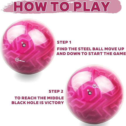 Amaze 3D Memory Sequential Maze Ball Puzzle Toy Gifts for Kids Adults - Challenges Game Lover Tiny Balls Brain Teasers Game (Rose)